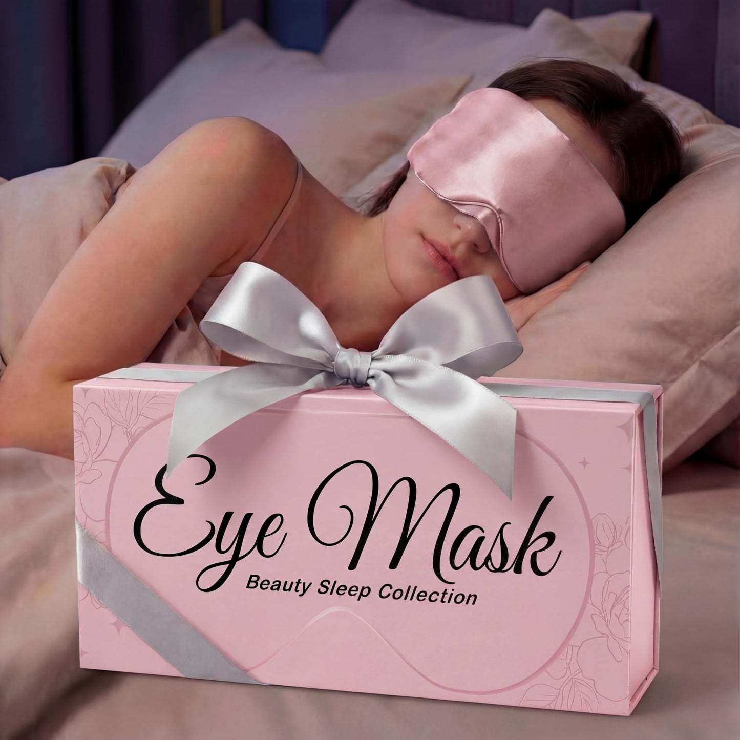 SLEEP SANCTUARY 100% Pure Mulberry Silk Sleep Mask - 22 Momme Light Blocking Hook & Loop Silk Eye Mask for Sleeping - Secure Fit for Side Sleepers, Women & Men - Cloud Soft (Pink)
