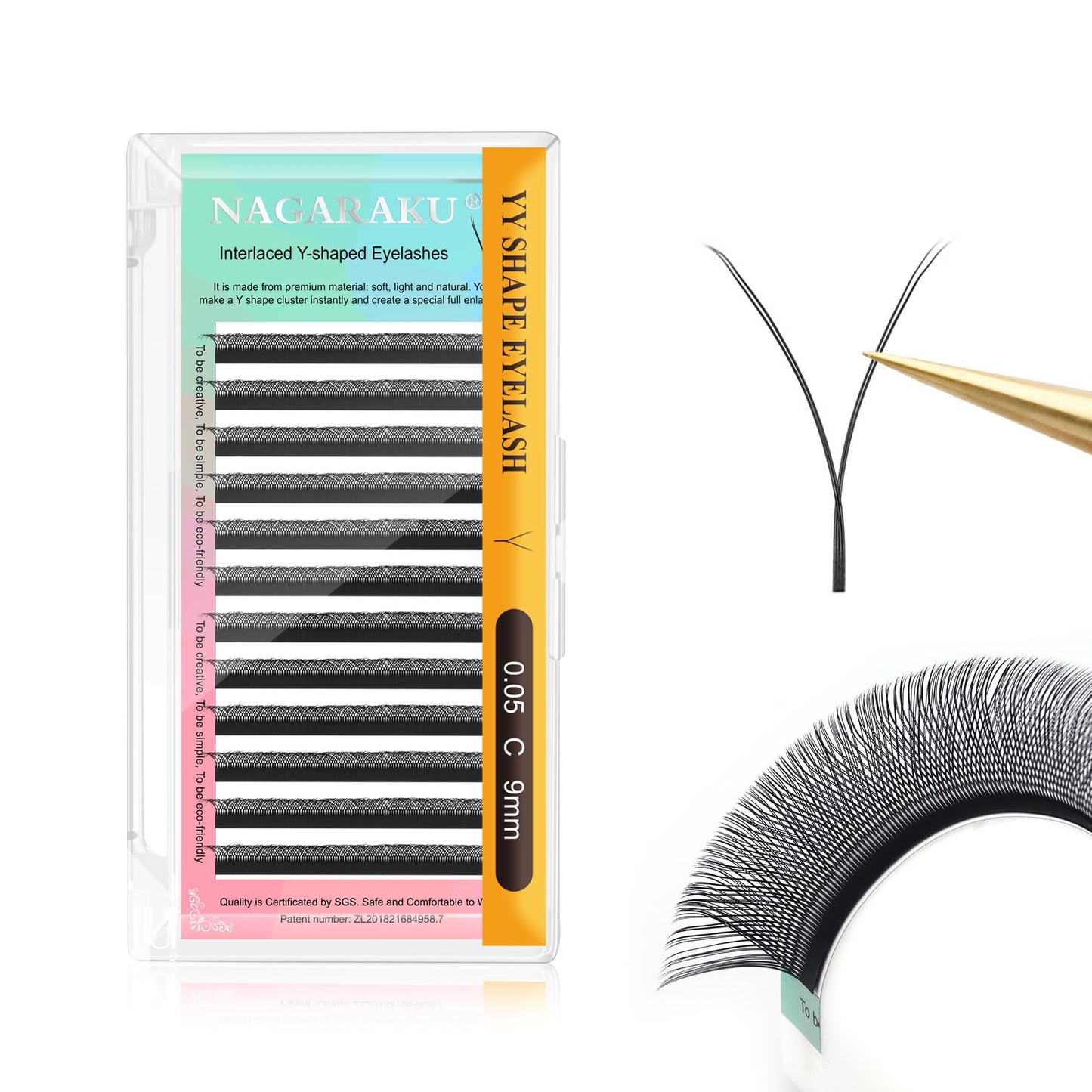 NAGARAKU Flying YY Eyelash Extensions Supplies y lash 0.07mm D curl 9mm Premade Fans 4D Russian Volume Y Shape Faux Mink Matte 1