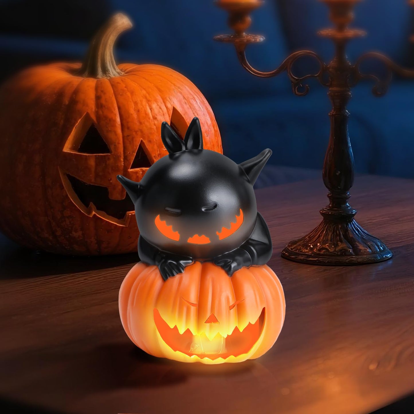Inyptropic Halloween Flameless Candles Halloween Decorations 12 Pack Pumpkin Cat Led Nightlight Candles Indoor Table Decor Gifts
