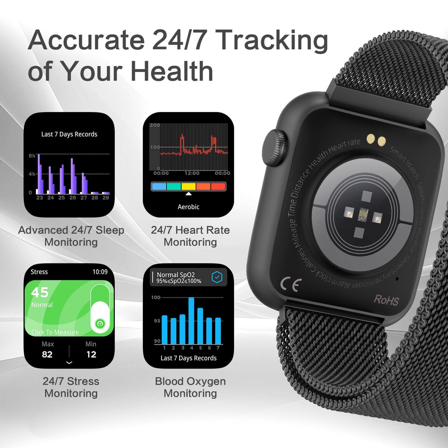 Smart Watches for Men Blood Pressure, DA GPT AI Waterproof Smartwatch, 1.9" AMOLED Display, 24/7 Heart Rate, Blood Oxygen, Stress Sleep Monitor, 123 Sports Fitness Tracker, Compatible Android and iOS