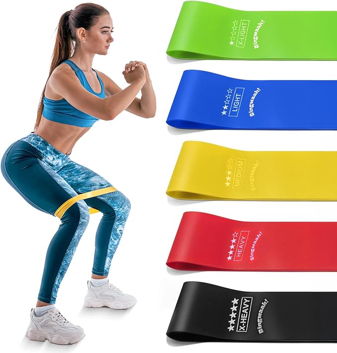 Bingwaah Mini Loop Resistance Bands – Fabric & Elastic Sets Exercise Bands for Strength Training - Rehab, Yoga, Pilates & ...