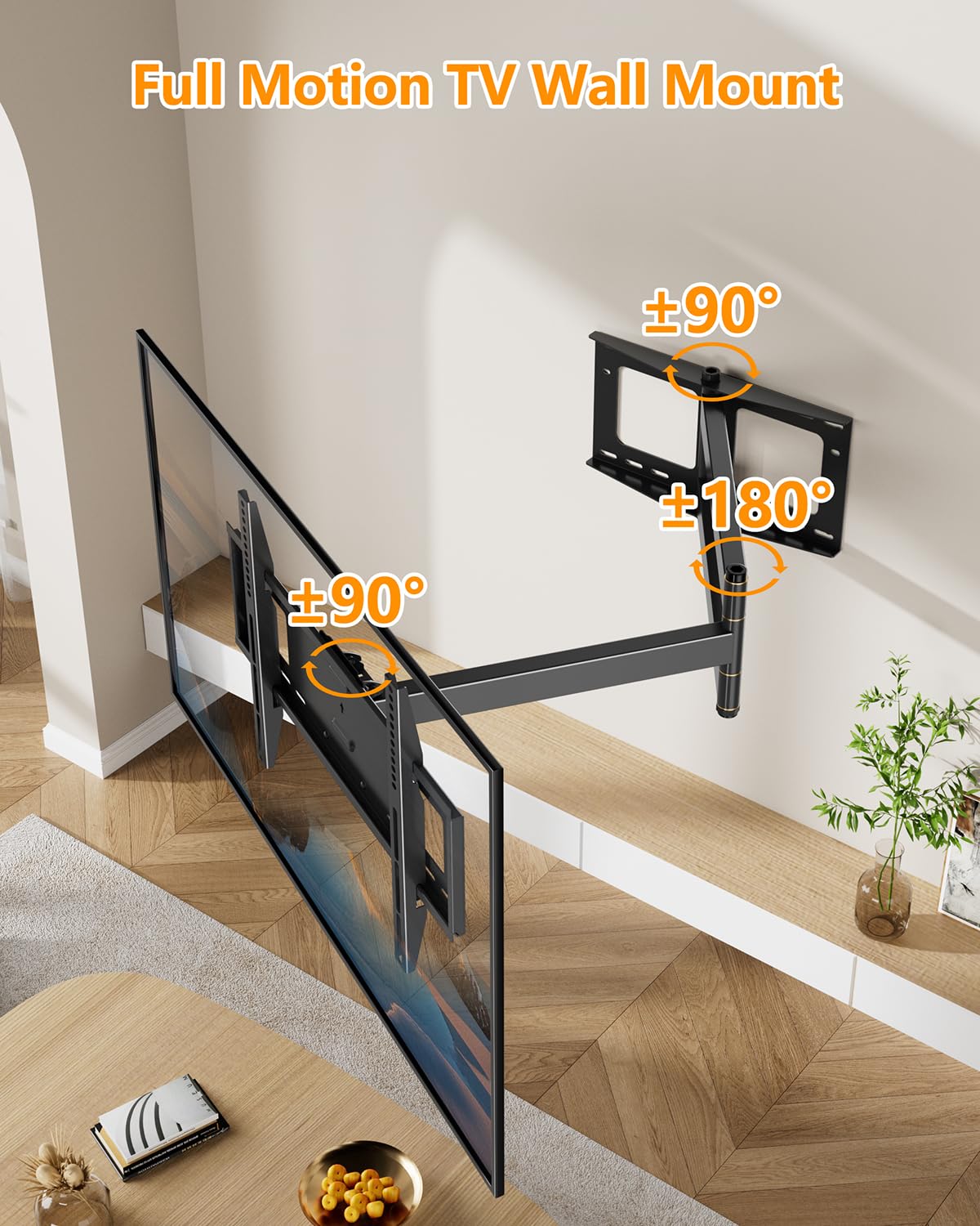 FORGING MOUNT Long Extension TV Mount Full Motion Wall Bracket with 42 inch Long Arm Articulating TV Wall Mount for 37 to 80 Inch Flat/Curve TVs, VESA 600x400mm Compatible, Holds up to 110 lbs