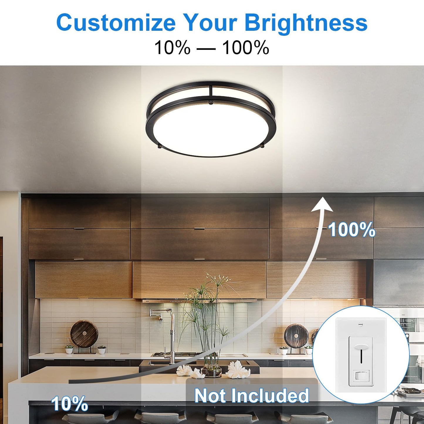 Dllt 2Pack Flush Mount Led Ceiling Light: 13 Inch 5Cct (3000K-6000K) & Dimmable Ceiling Light Fixtures For Bedroom Hallway - 24W Modern Black Super Bright Kitchen Lighting Fixtures Ceiling