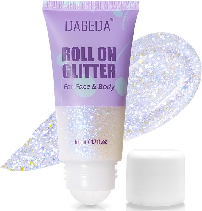 DAGEDA Roll-on Body Glitter,Holographic Face Hair Glitter Gel for Festival Outfit Mermaid Accessories,Chameleon Color Body...