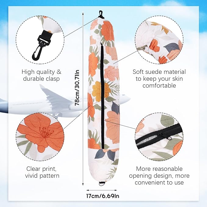 Stuffable Travel Pillow, Stuffable Neck Pillow for Travel, Portable Self-Fillable Design Travel Pillow, U-Shaped Pillow with Snap Strap and Storage Bag (Pillow Cover Only, No Filler)