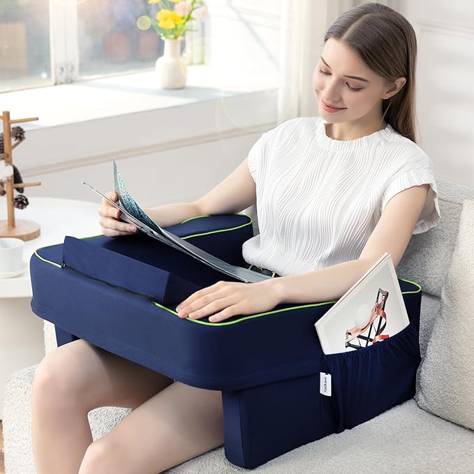 Reading Pillow for Gaming,Lap Desk Pillow for Laptop，Arm Rest Pillow for Reading, Working, Crocheting, Playing Steam Deck Switch or Sitting in Bed,Sofa