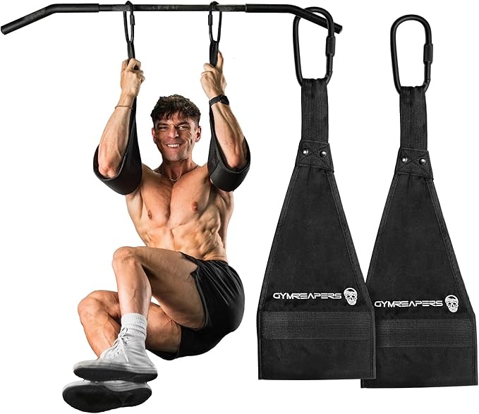 Gymreapers Hanging Ab Straps for Pull-Up Bar — Hang Bar Assist Strap & Strength Workout Exercise Equipment, Padded Adjusta...
