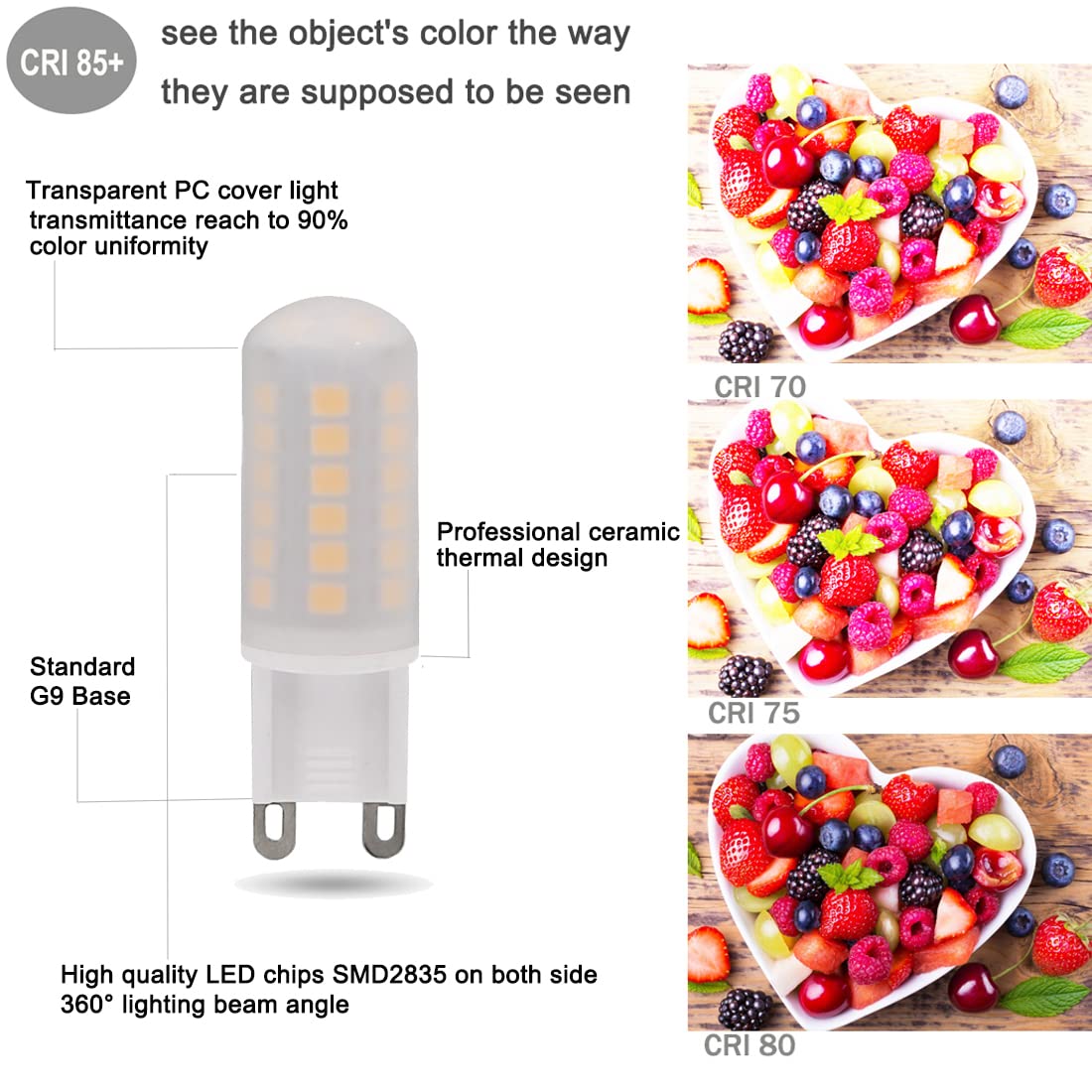 Kakemono G9 Led Bulb Dimmable 4W  40 Watt T4 G9 Halogen Equivalent 120V Chandelier Lighting  Soft Warm White 2700K  8 Pack