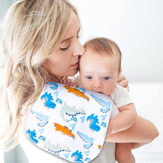 Baby Burp Cloths & Baby Bibs 2-in-1 Design Large Size 3 Layers Thicken Cotton Super Absorbent and Soft Baby Spit Up Burping Rags Baby Burp Cloth Set for Boys and Girls Solid 12 Pack