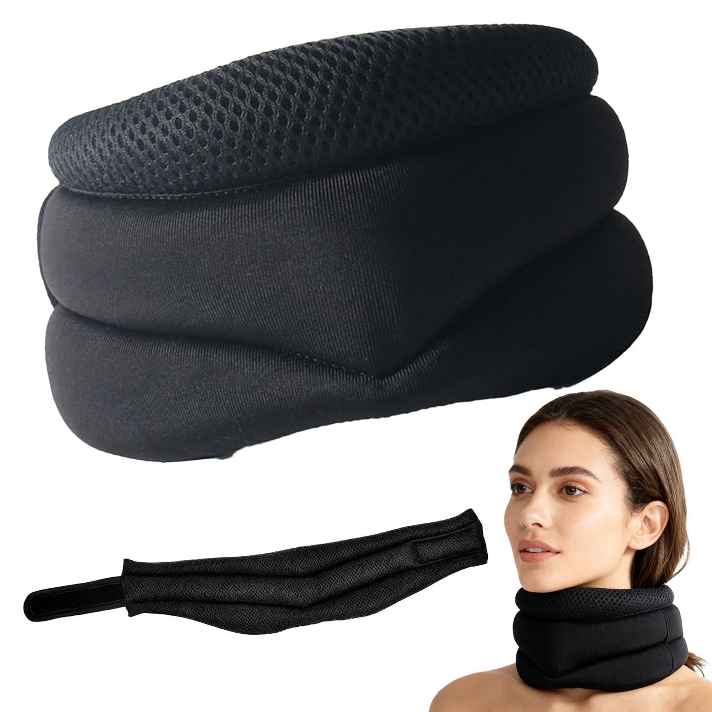 Neck Support for Snoring, Neck Brace, Neck Brace for Sleeping, Adjustable Soft Foam Neck Braces for Men & Women, Ergonomic Design for Comfortable Sleep/Home/Travel/Office(Adjust 5.31-6.49inch)