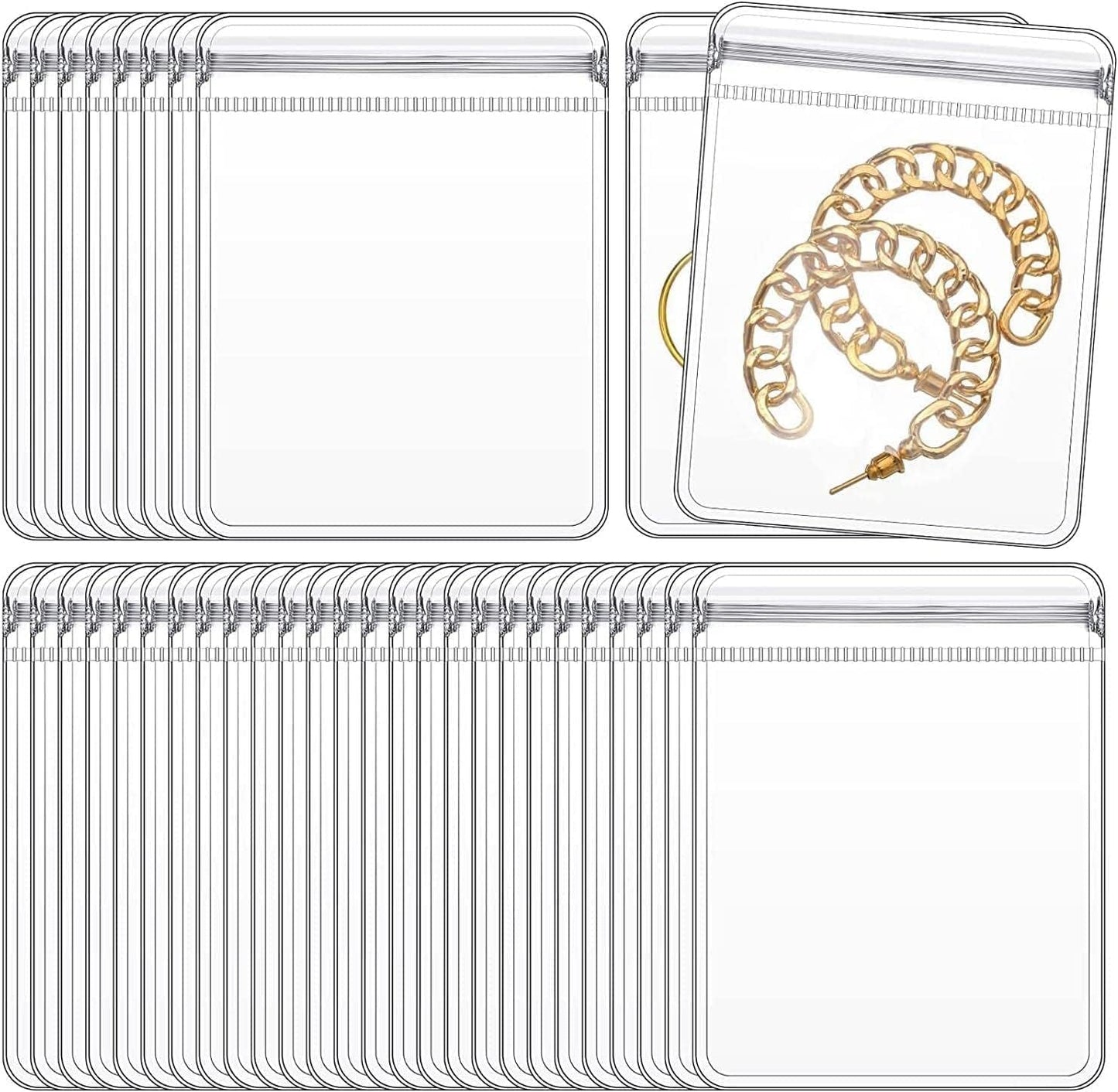 PVC Clear Jewelry Anti Oxidation Zipper Bag Antitarnish Plastic Bags for Packaging Jewelry Rings Earrings Transparent Poly Pouch（100pcs 2.75 * 4 IN）