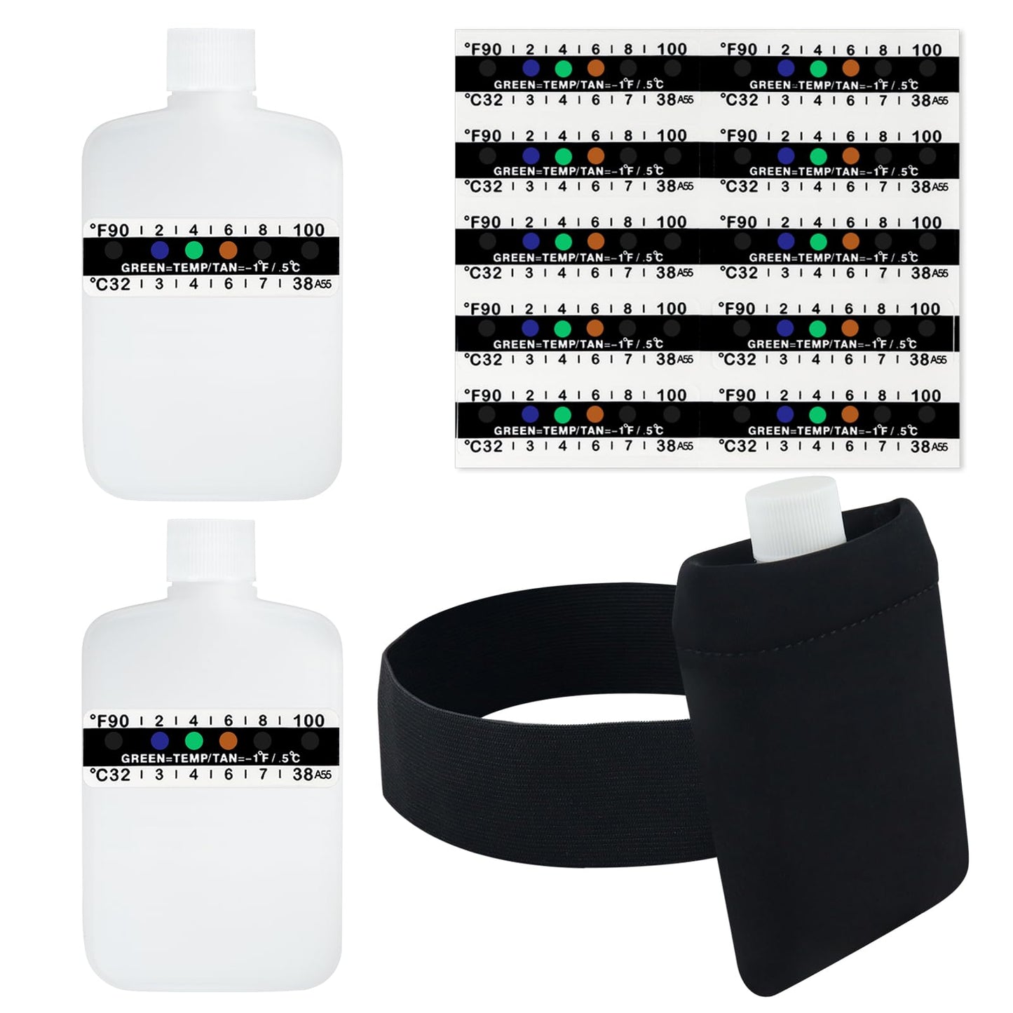 3oz Urine Test Complete Kit, 2 Smaller Translucent Portable Empty Bottle, Hidden Hi-Stretch Leg Strap and Thermal Sample Bag, 10 Temperature Test Strips, Urine Bottle Kit Test Practice at Home