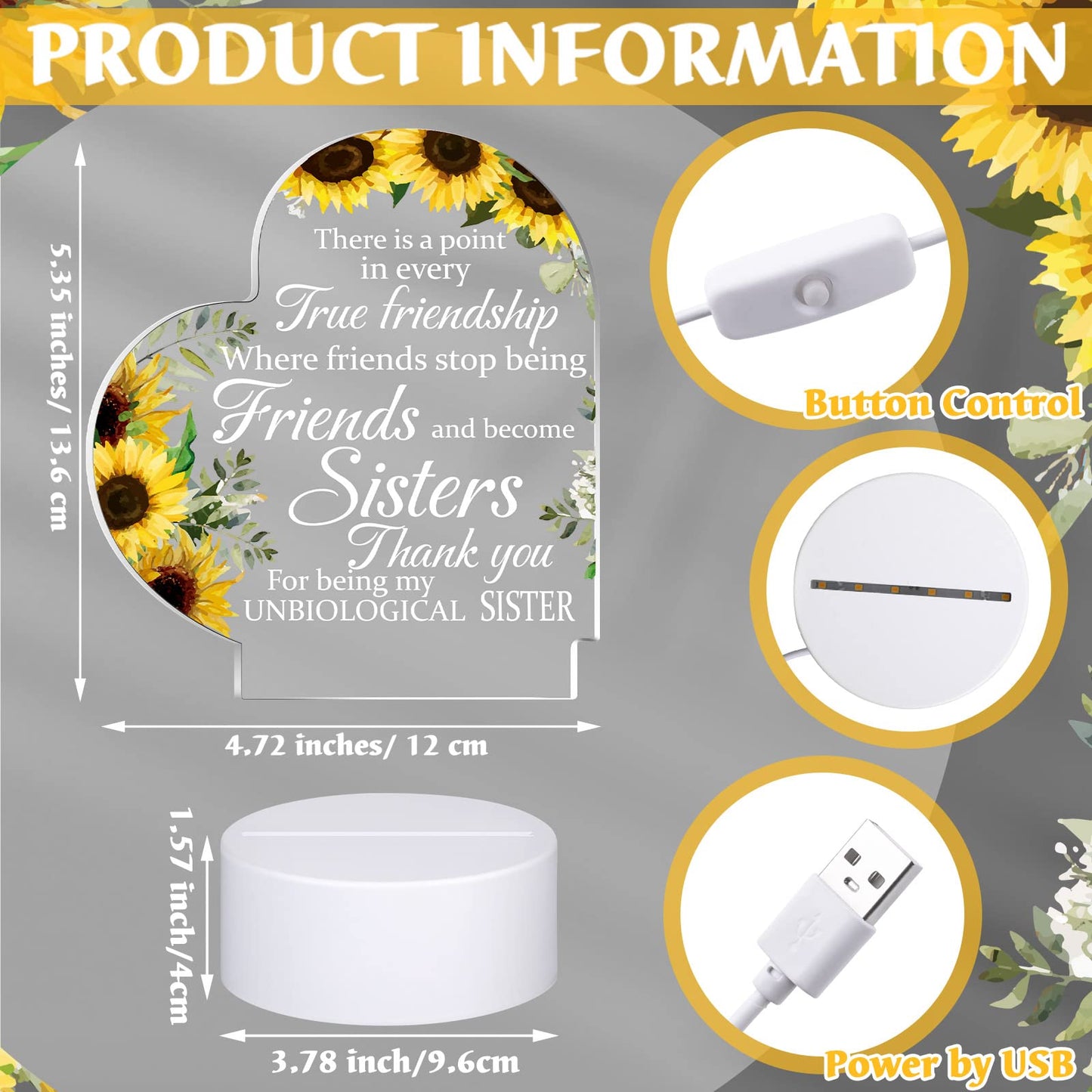Jetec Night Light LED Lamp for Friends, Inspirational Acrylic Table Decor, Model JT-Jetec-GBTS5