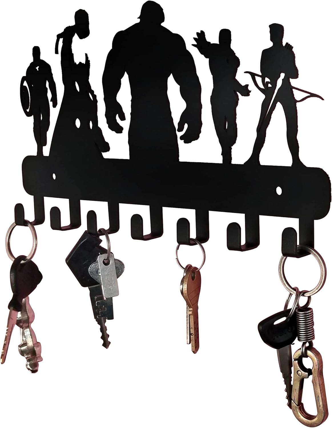 Superheros Wall Mounted Metal Key Holder, Key Organizer, Metal Key hook, 10.6 X 7.5 X 1 INCH