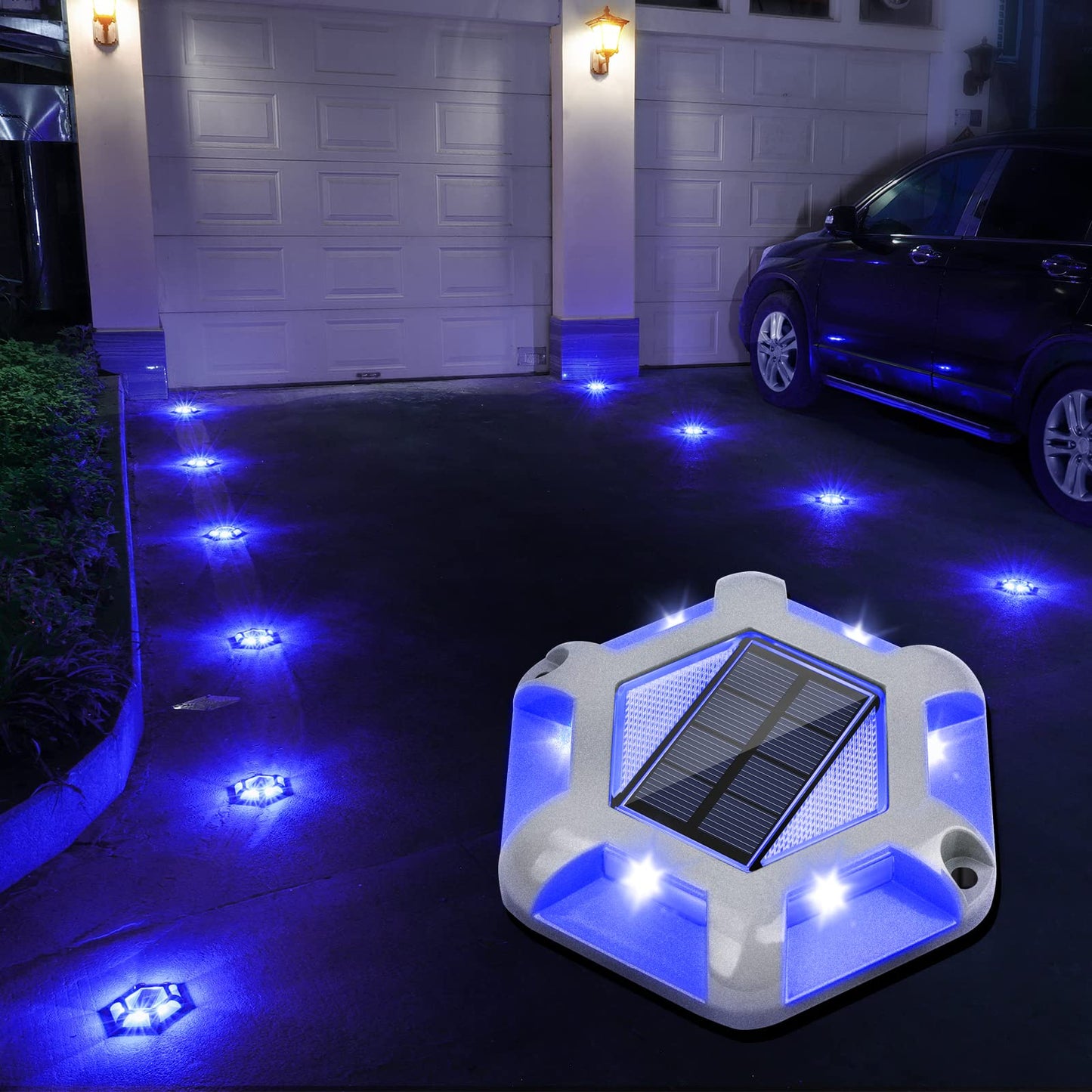 Volisun Solar Dock Lights, 12-Pack Waterproof Led Aluminum Pathway Lights, Blue+White, Ideal For Driveway, Deck, Garden