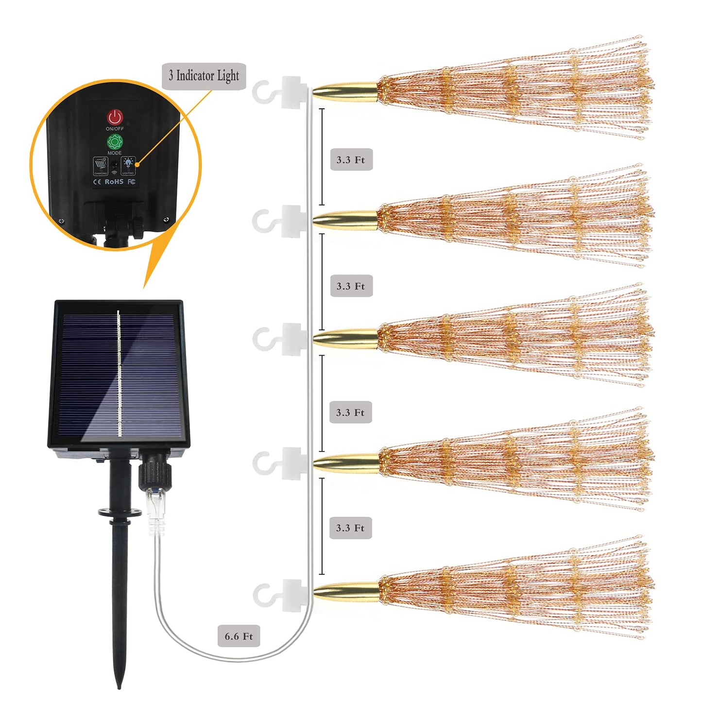 PXBNIUYA Solar Starburst Sphere Lights, 200 LED, 8 Modes, Waterproof, 5 Pack with Remote, Warm White