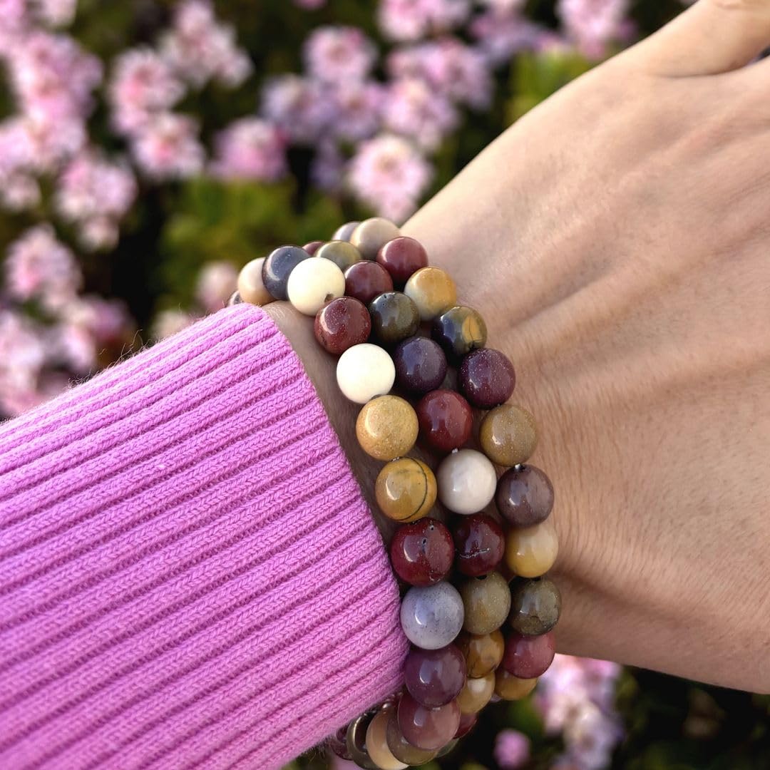 Adabele Real Natural Mookaite Jasper Gemstone Beaded Bracelet 8 inch Stretch Chakra Healing Crystal Stone Jewelry Women Birthday