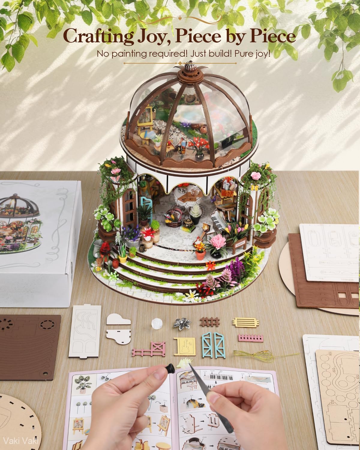 [2025 New] Hanging Garden Miniature House Kit with LED Light, Book Nook Kit with Cover for Birthday, 3D Wooden Bookends Puzzle Bookshelf Decor Building Kit Birthday Gifts for Family, Friends