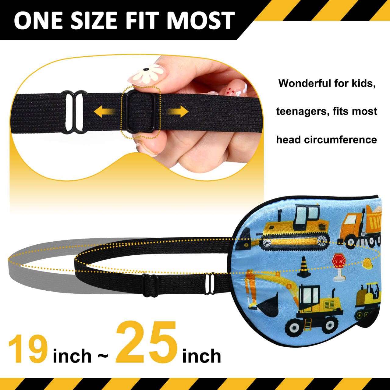 2 Pcs Sleep Mask,Construction Vehicles Masks with Adjustable Buckle for Sleeping,Soft Eye Masks for Sleep,Blackout Sleep Mask for Kids Teens Home Travel Party Game Eye Cover Blindfold