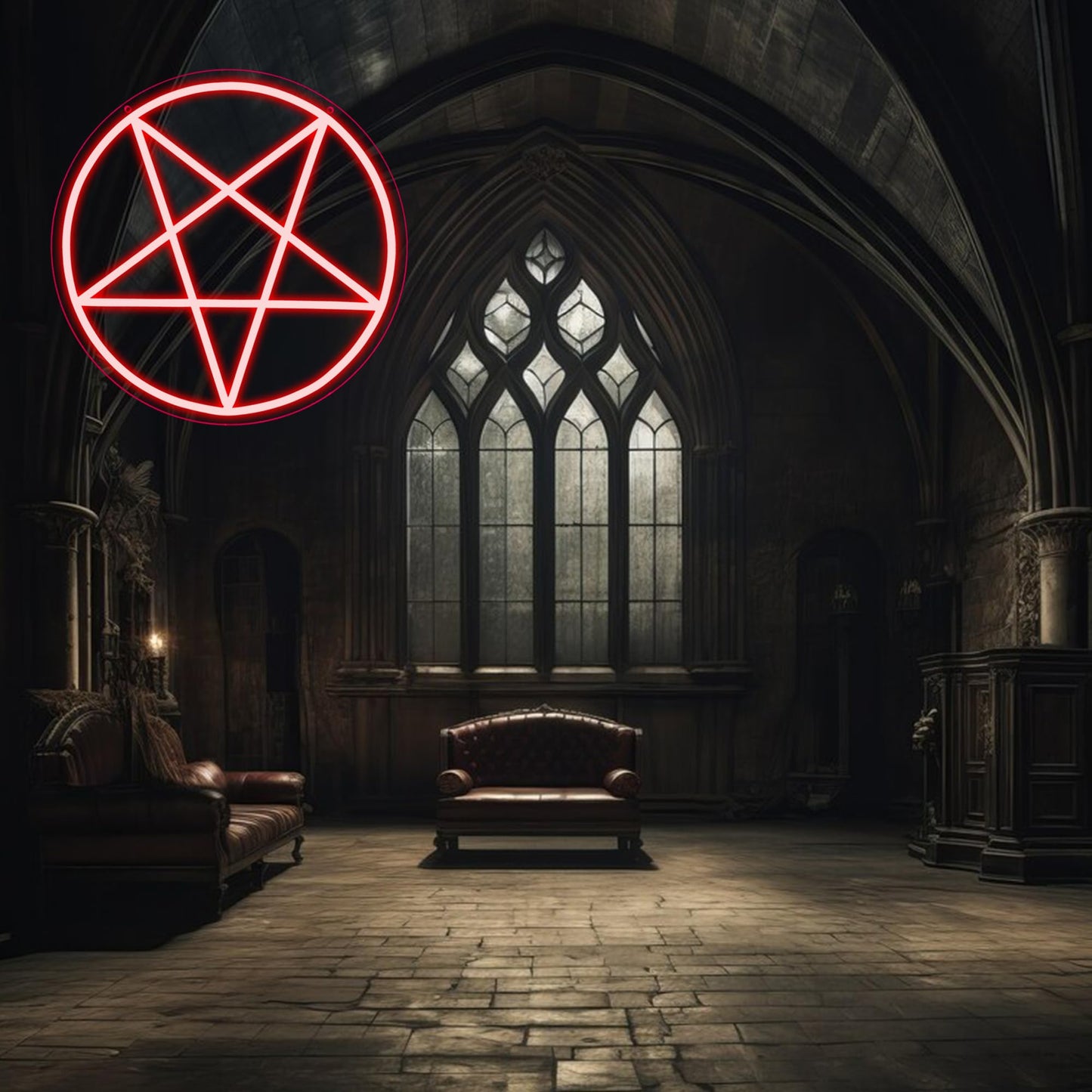 Allball Satanic Pentagram Neon Sign  Dimmable Led Gothic Pentagram Neon Light  Usb Powered For Home Bedroom Dorm College Party Christmas Gifts(13 * 13In)