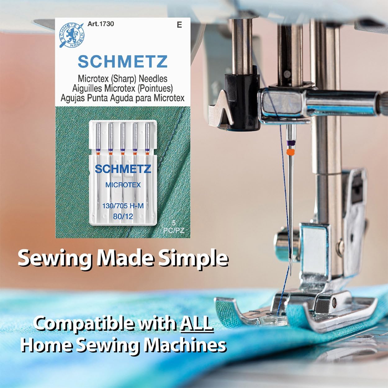SCHMETZ Microtex Sharp Sewing Machine Needles - Quilting & Topstitching Supplies, Size 80/12, Box of 100