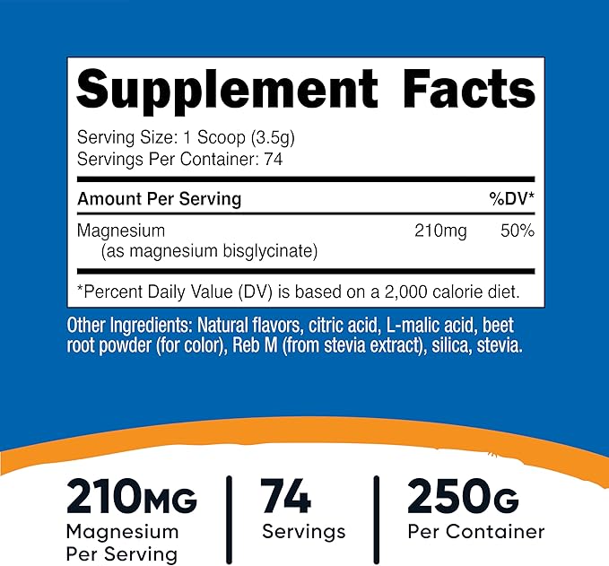 Nutricost Magnesium Glycinate Powder (Fruit Punch, 250 Grams)