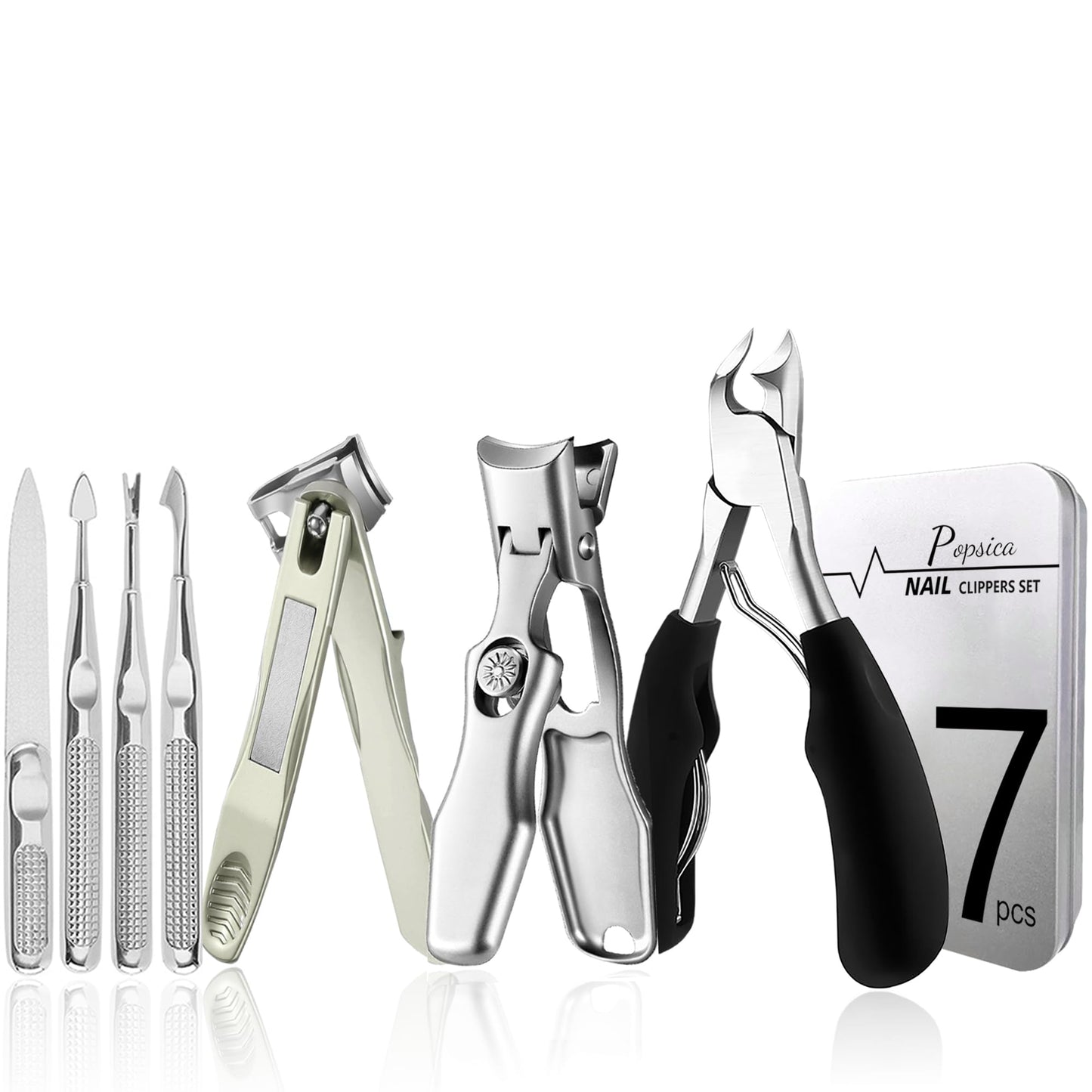 Nail Clippers for Thick Nails, Heavy Duty Toenail Clippers for Seniors Large Wide Jaw Opening and 360 Rotating Nail Clippers (Bl