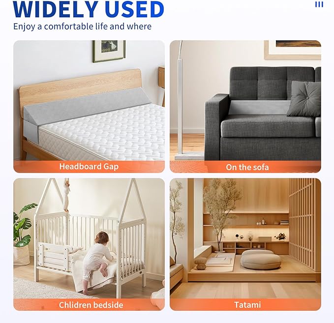Bed Wedge Pillow for Headboard Gap, King Size (76"x10"x6") Bed Gap Filler Mattress Wedge, Fits Bed Gap(0-8") Between Mattress and Headboard