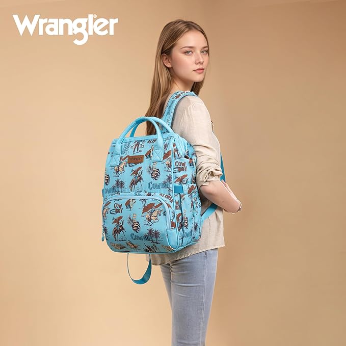 Montana West Wrangler Callie Diaper Bag Backpack with Stroller Straps Western Pattern Multifunction Baby Travel Bag WG2204-91102TQ