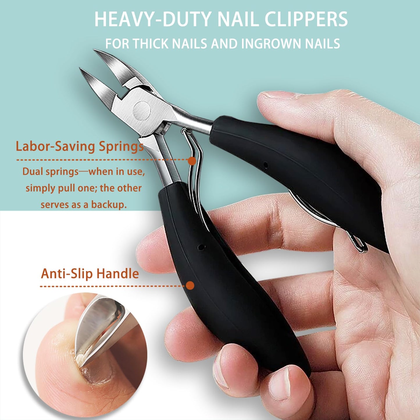 Toenail Clippers for Seniors Thick Toenails Angled Head Large Toe Nail Clippers Heavy Duty Ingrown Toenail Clippers with Wide Ja