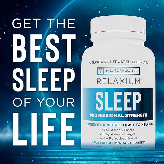 Relaxium Sleep Aid, Dietary Supplement, Non-Habit Forming, Supports Longer and Better Sleep, 60 Capsules, 30-Day Supply