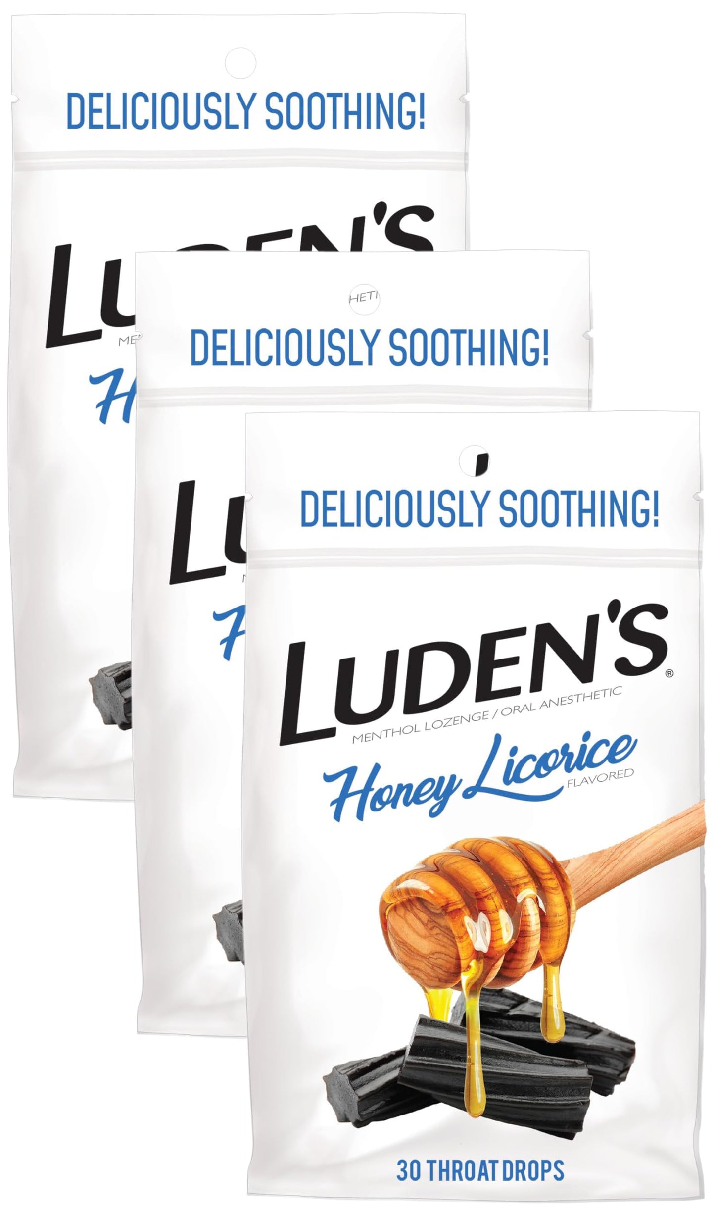 Ludens Soothing Throat Drops, Honey Licorice, 30 ct (Pack of 3)