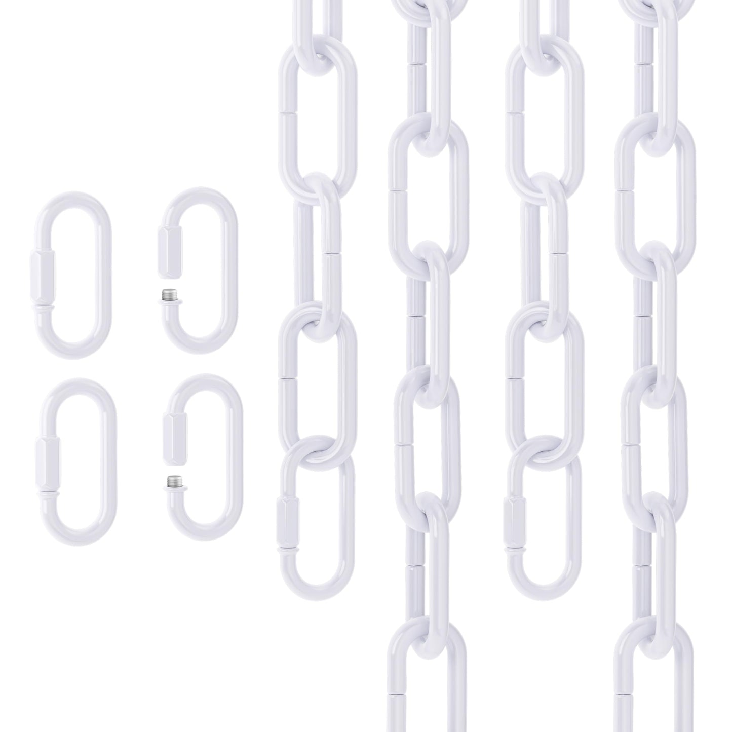 garini Industrial Pendant Chandelier Chain, Adjustable Metal Fixture, Iron, 2 Pack, White, Model 87-2LQY-SECB