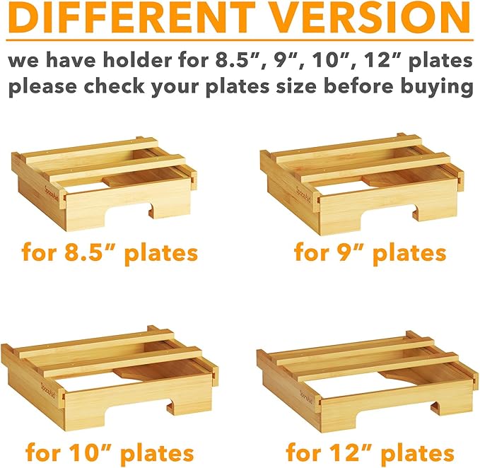 SpaceAid 10-inch Paper Plate Dispenser (Need 11.3 Inches Deep Cabinet Space) Under Cabinet Bamboo Plates Holder, Kitchen Vertical Dipensers Caddy, White