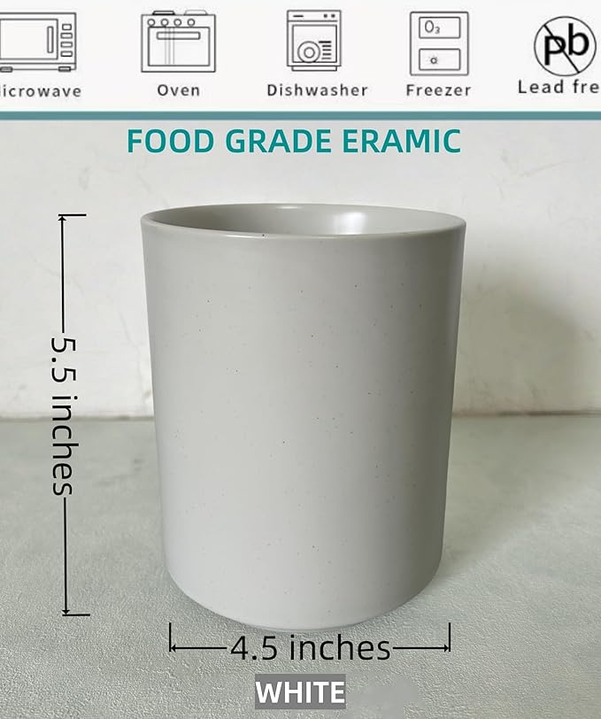 Short Kitchen Utensil Holder for Kitchen Counter Cooking Utensil Holder for Countertop Spatula Holder Small Utensil Crock Cutlery Holder Silverware Caddy Flower Vase (White)