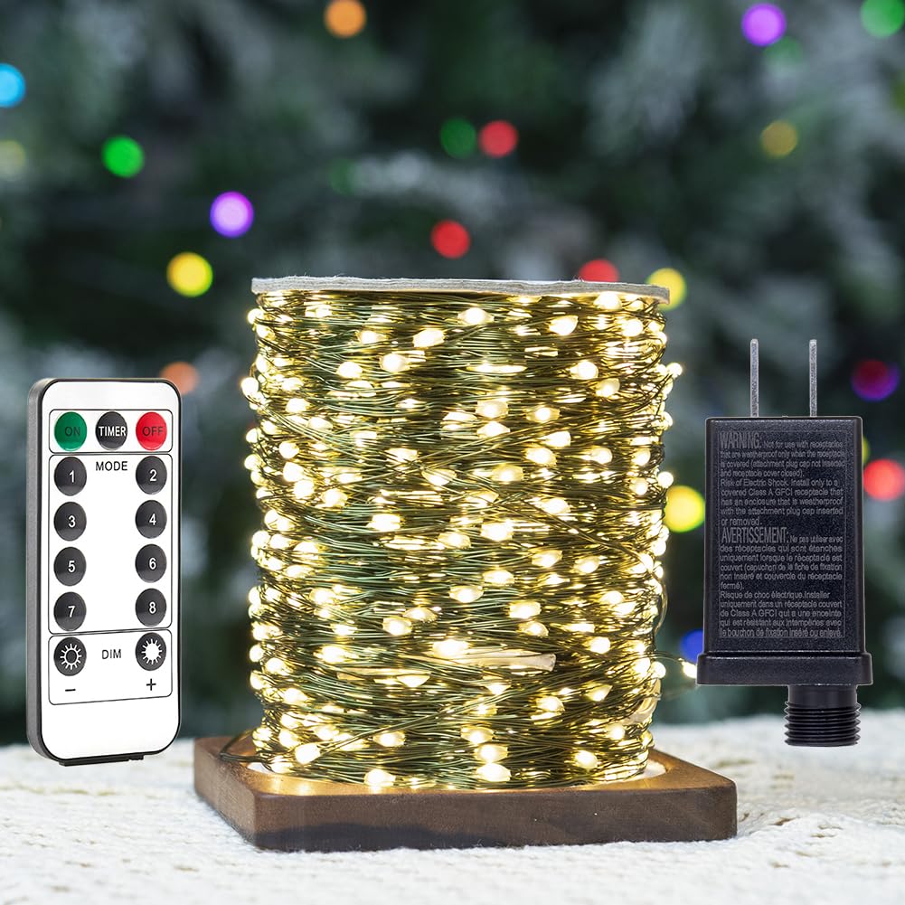 Zeluxdot Fairy Lights, 400Ft Waterproof String Lights, 1200 Leds, Warm White Copper Wire For Indoor/Outdoor Decor