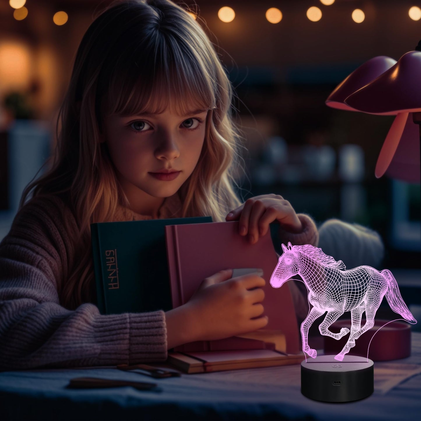 Lightzz Horse Night Light Lamp with Remote Control, 16 Colors, Acrylic, Model FS-XMX001-9999, Perfect for Kids Room Holiday Gifts