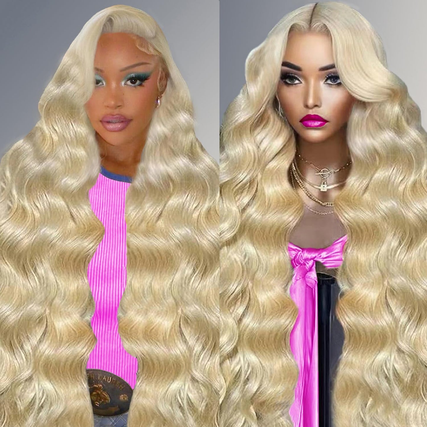 WAQI 44 Inch 613 13x6 Lace Front Wig Human Hair 200 Density Blonde Wig Human Hair Body Wave Lace Front Wigs Human Hair Pre Pluck