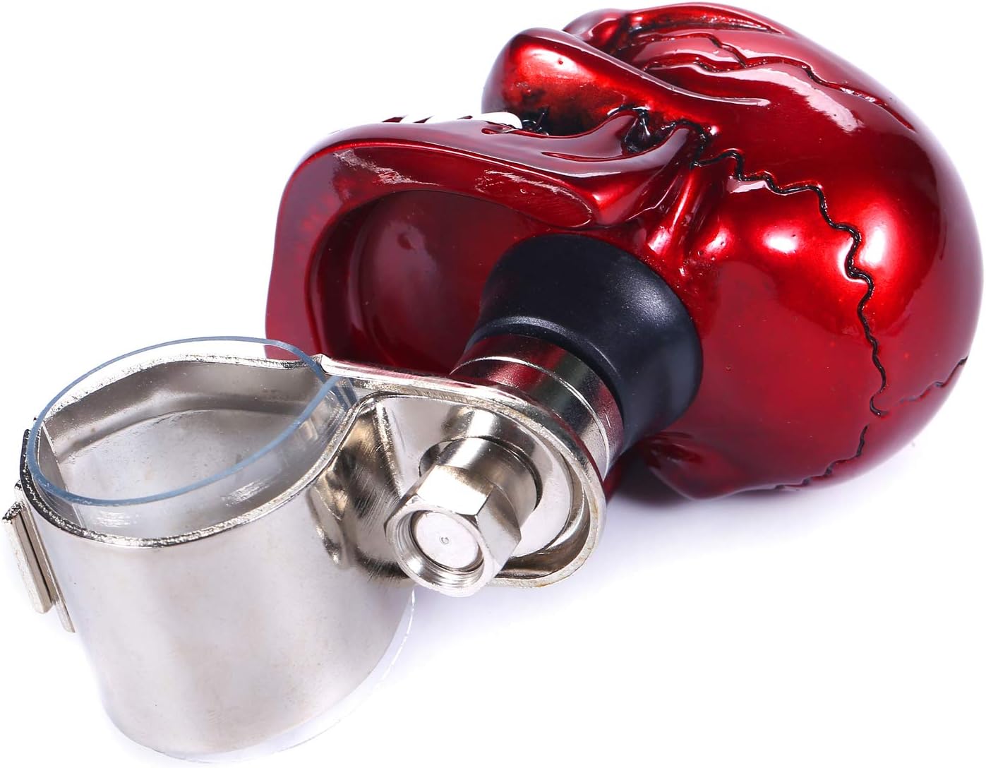 Skull Steering Wheel Spinner Knob Turning Driving Suicide Power Handle Universal Fit Most Vehicles Cars Trucks Tractors Mowers Forklifts Boat Golf Carts (Red)