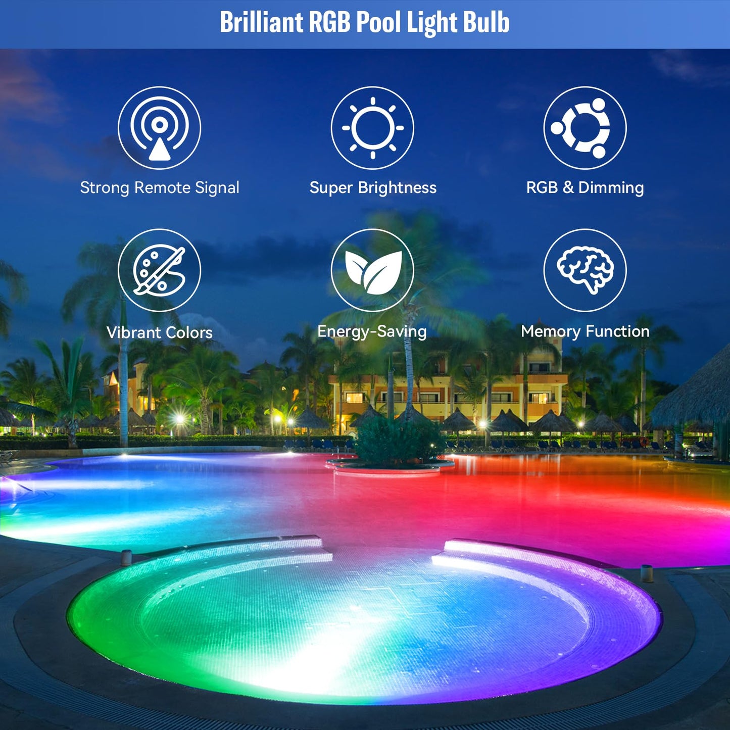 MORSEN LED Pool Lights for Inground Pool, 90W Color Changing Bulb, Remote Control, Waterproof, Blue, E26/E27 Replacement