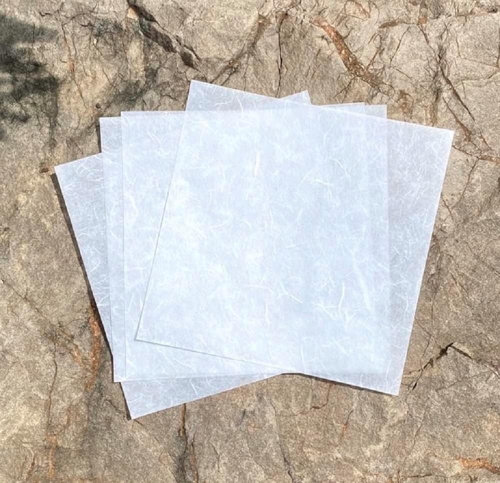 8 x 8 Inches White Color Natural Fiber Mulberry Tree Mulberry Paper Sheets 50 Sheets Square Origami Paper Arts Folding Craft, Square Folding Paper for DIY Crafts (White, 8"x8")