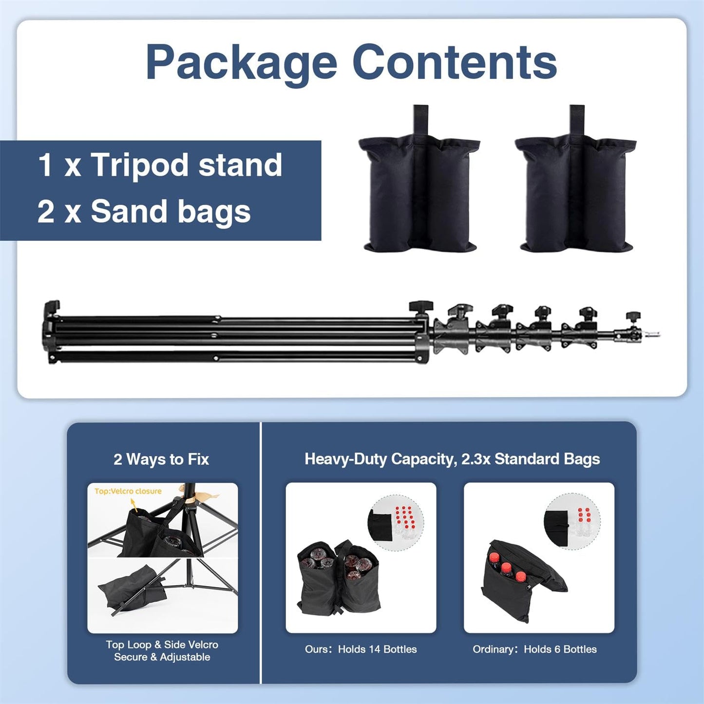 Kate Heavy Duty Light Stand Tripod - 15.7ft Air Cushioned Aluminum Alloy Lighting Stand with Tripod, 2 Sandbags & 1/4"-3/8" Adapter, 9.46lb Load for Studio/Indoor/Outdoor Video Photography