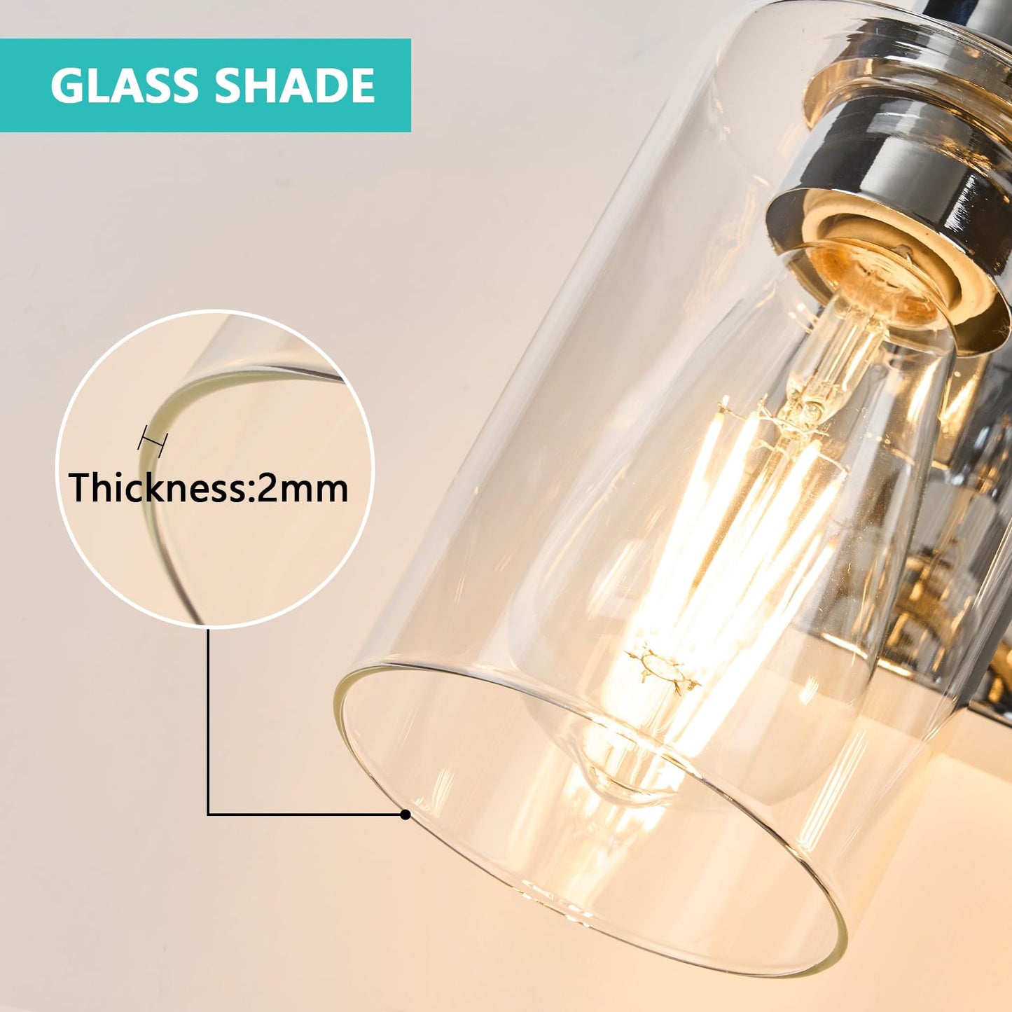 Alaislyc 4-Light Bathroom Light Fixtures Modern Chrome Vanity Lights For Bathroom Lighting Fixtures Over Mirror With Clear Glass Shade For Cabinet Mirror Bedroom Hallway