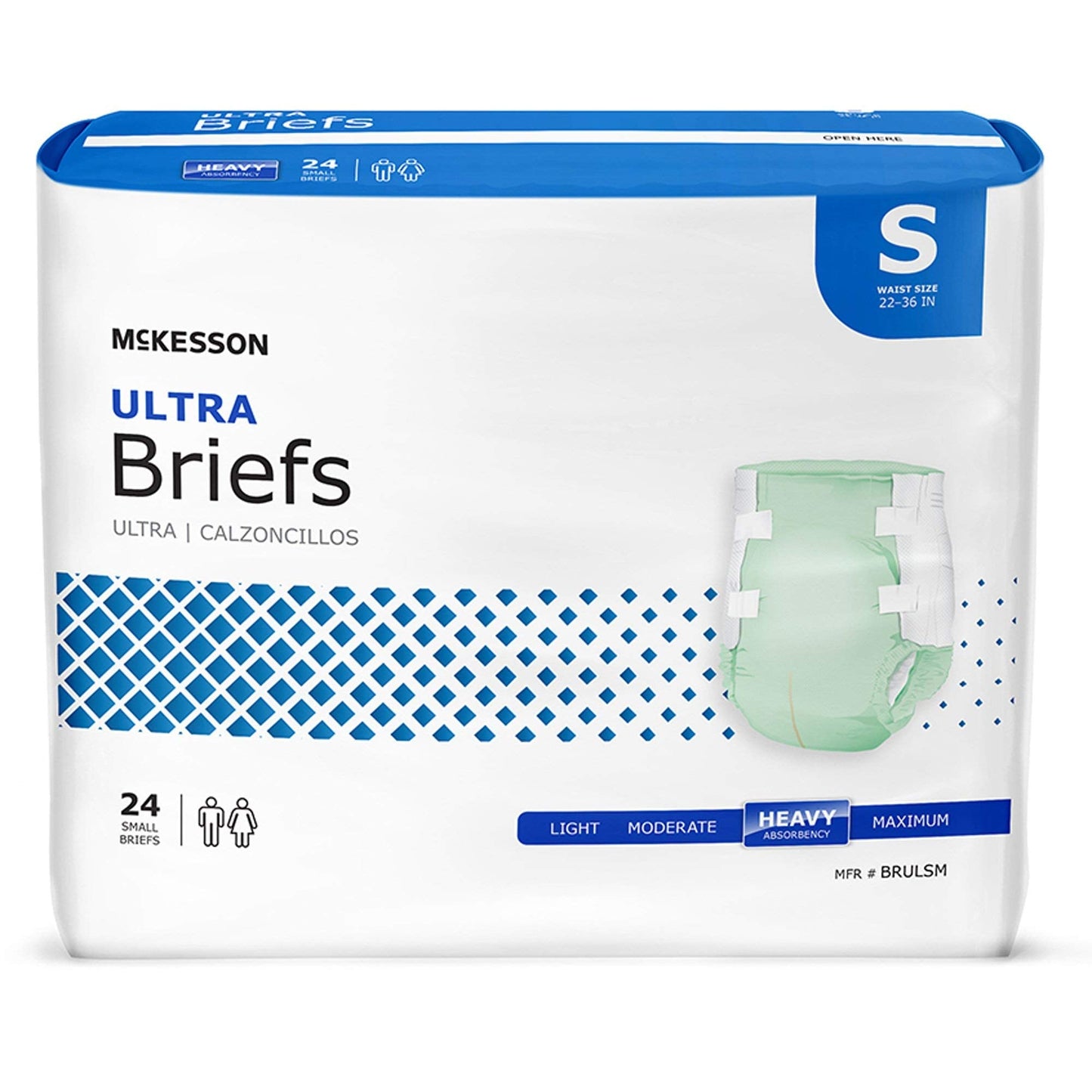McKesson Ultra Briefs, [96 Count], Small, 22-36 in. Incontinence Adult Diapers, Heavy Absorbency, Unisex, Disposable, Elastic Leg Gathers and Contoured Fit for Men and Women