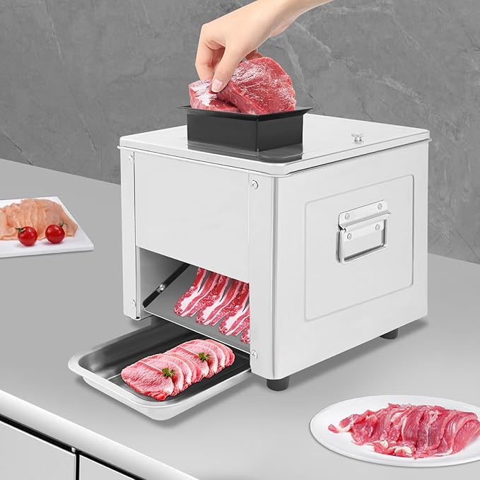 850W Electric Meat Cutter Machine 3.5mm Electric Meat Slicer Shredded Cutting Machine, 330lb/h Stainless Steel Food Cutting Slicer for Family and Commercial Use (Meat thickness: 3.5mm)