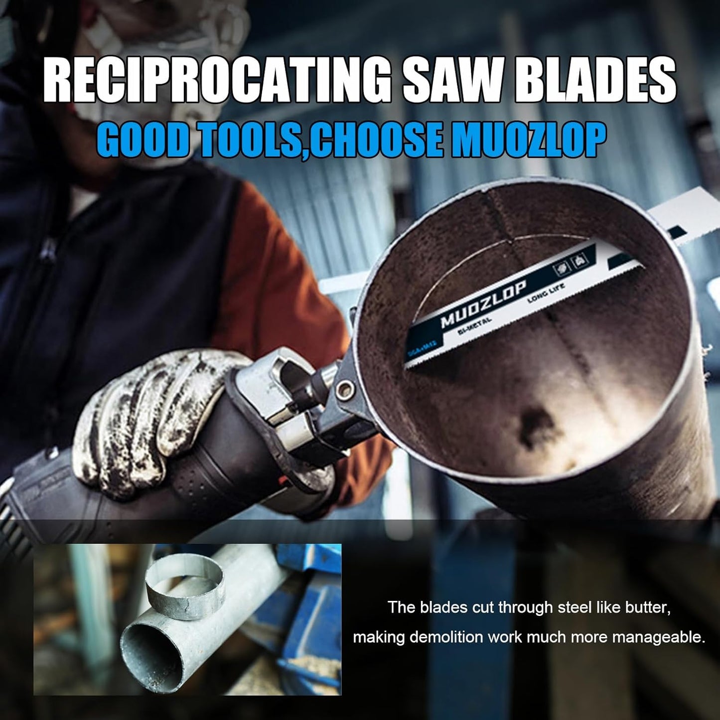 5 Pack 12 inch Reciprocating Saw Blades Set,14/18 TPI High Carbon Saw Blades, Metal Saw Blades with Organizer Case (5, 14/18TPI/300mm)