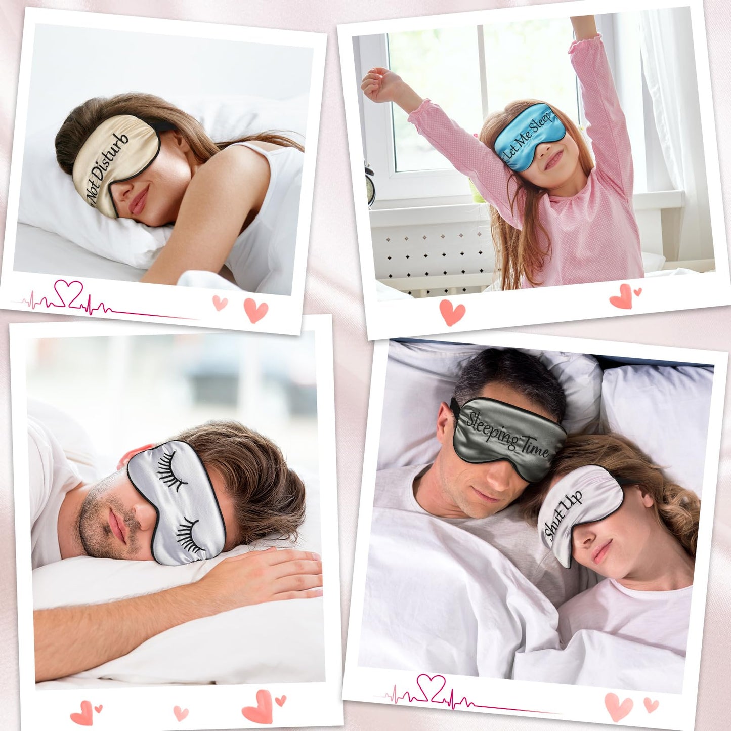 8 Pieces Sleep Mask Silk Eye Mask with Adjustable Strap Soft Blackout Blindfold Eye Cover for Women Men Full Night's Sleep, Travel, Nap, Meditation(Elegant Colors)