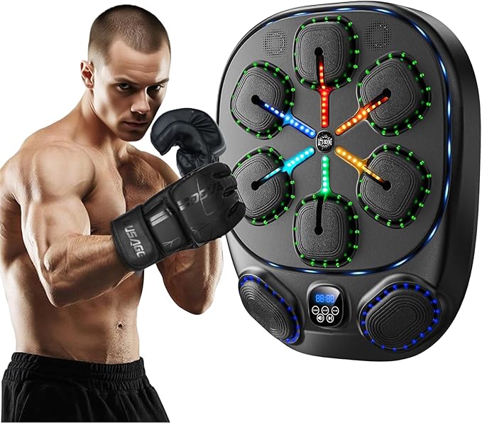 Music Boxing Machine with LED Lights & Bluetooth Speaker – Interactive Punching Bag for Fitness, Rhythm Training & Stress ...