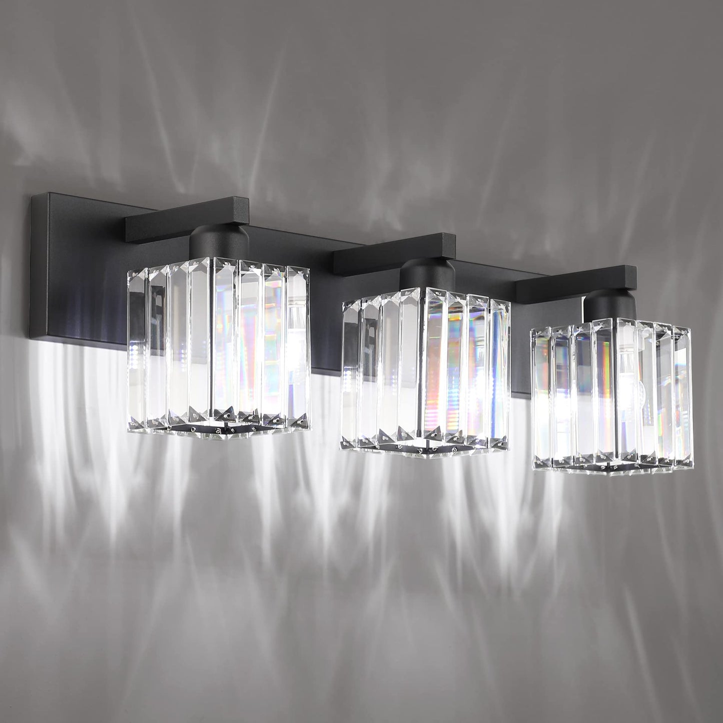 Aipsun Black Vanity Light 3-Light Aluminum Modern Bathroom Fixture Model 8461