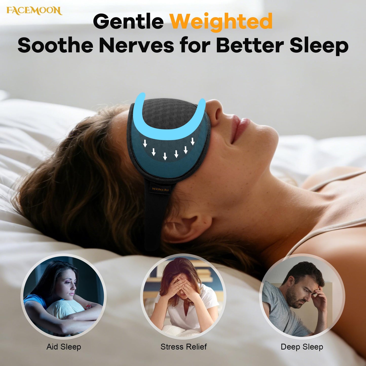 Blackout Weighted Eye Mask for Sleeping: 3D Contoured Gentle-Pressure Sleep Mask for Men & Women - Airplane Travel & Night Shift Essentials – Zero Eye Pressure, Breathable Blindfold, Black
